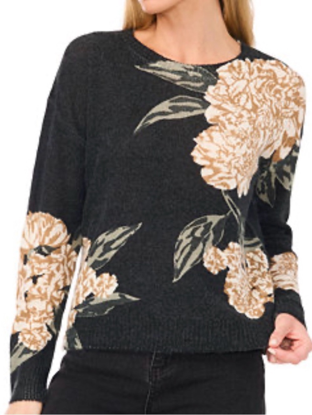 Vince Camuto Floral Sweater Medium long Sleeve